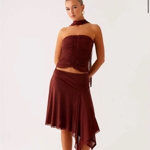 Peppermayo Mirage Midi Skirt and Top Set - Chocolate